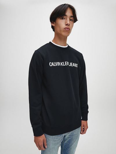 Calvin Klein Ruhák HU177871 | Calvin Klein Logo Férfi Pulóver Fekete